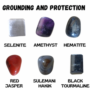 Crystal Mojo Bag with Crystals For Grounding and Protection |  Grounding | Protection | Present | Stability | Security |