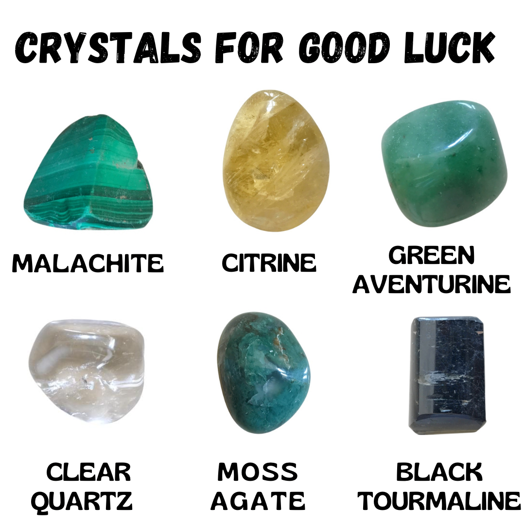 Crystal Mojo bag with crystals for Good Luck | Fortune | Abundance | Opportunity | Good Luck |